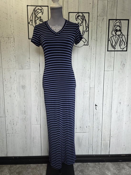 Smart Set Dresses & Skirts - Smart Set Y2K Blue Striped Maxi Dress XS Stretch V-Neck Made in Canada Going Out